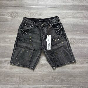 Purple Brand Carpenter Denim Shorts Black Paint Splatter Men Size 34 New